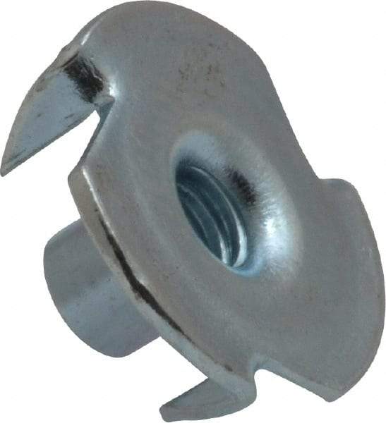 Value Collection - #10-24 Zinc-Plated Steel Standard Tee Nut - 5/16" Barrel Length, 3/4" Flange Diam, 3 Prongs - Strong Tooling