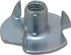 Value Collection - #10-32 Zinc-Plated Steel Standard Tee Nut - 5/16" Barrel Length, 3/4" Flange Diam, 3 Prongs - Strong Tooling