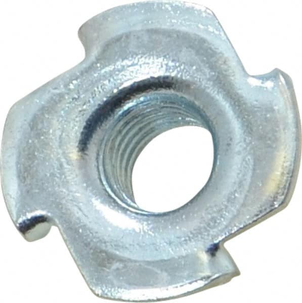 Value Collection - 3/8-16 Zinc-Plated Steel Standard Tee Nut - 7/16" Barrel Length, 1" Flange Diam, 3 Prongs - Strong Tooling