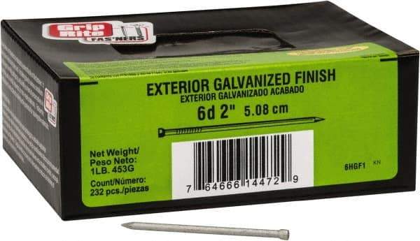 Value Collection - 6D, 13 Gauge, 2" OAL Finishing Nails - Smooth Shank, Grade 2 Steel, Galvanized Finish - Strong Tooling