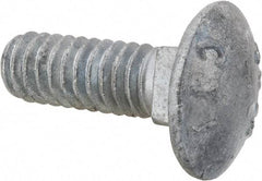 Value Collection - 1/4-20 UNC 3/4" Length Under Head, Standard Square Neck, Carriage Bolt - 1006-1050 Steel, Galvanized Zinc-Plated Finish - Strong Tooling