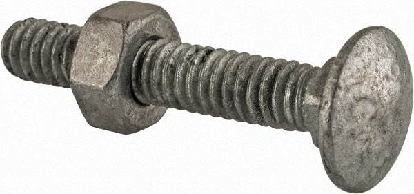 Value Collection - 1/4-20 UNC 1-1/2" Length Under Head, Standard Square Neck, Carriage Bolt - 1006-1050 Steel, Galvanized Zinc-Plated Finish - Strong Tooling