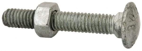 Value Collection - 5/16-18 UNC 2" Length Under Head, Standard Square Neck, Carriage Bolt - 1006-1050 Steel, Galvanized Zinc-Plated Finish - Strong Tooling