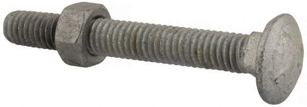 Value Collection - 5/16-18 UNC 2-1/2" Length Under Head, Standard Square Neck, Carriage Bolt - 1006-1050 Steel, Galvanized Zinc-Plated Finish - Strong Tooling