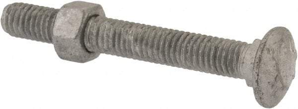 Value Collection - 3/8-16 UNC 3" Length Under Head, Standard Square Neck, Carriage Bolt - 1006-1050 Steel, Galvanized Zinc-Plated Finish - Strong Tooling