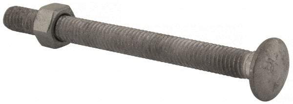 Value Collection - 3/8-16 UNC 4-1/2" Length Under Head, Standard Square Neck, Carriage Bolt - 1006-1050 Steel, Galvanized Zinc-Plated Finish - Strong Tooling