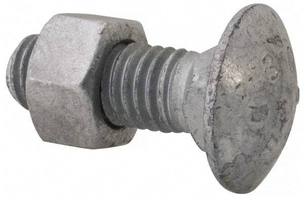 Value Collection - 1/2-13 UNC 1-1/2" Length Under Head, Standard Square Neck, Carriage Bolt - 1006-1050 Steel, Galvanized Zinc-Plated Finish - Strong Tooling