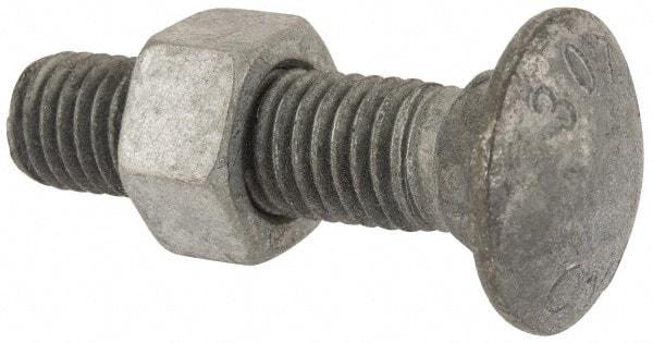 Value Collection - 5/8-11 UNC 2-1/2" Length Under Head, Standard Square Neck, Carriage Bolt - 1006-1050 Steel, Galvanized Zinc-Plated Finish - Strong Tooling