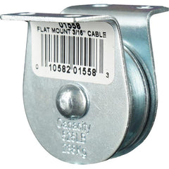 Block Division - 525 Lbs. Load Limit, Flat Standard Block - Upright Mount, Single Sheave, 1-1/2 Inch Outside Diameter, Wire Rope, 3/16 Inch Diameter, Eye, 5/8 Inch Inside Diameter, Carbon Steel, Zinc Plated Finish - Strong Tooling