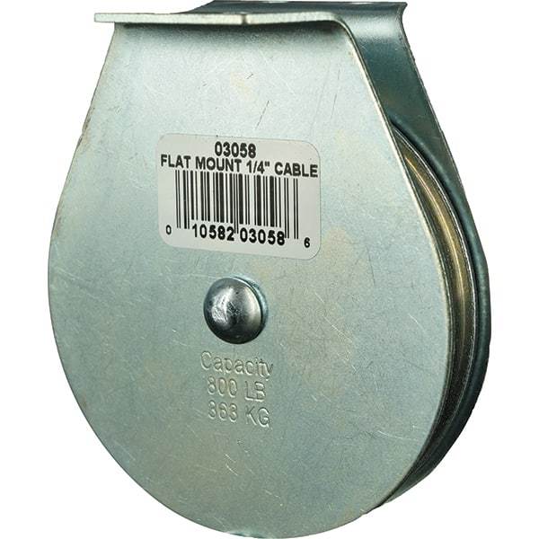 Block Division - 800 Lbs. Load Limit, Flat Standard Block - Upright Mount, Single Sheave, 3 Inch Outside Diameter, Wire Rope, 1/4 Inch Diameter, Eye, 7/8 Inch Inside Diameter, Carbon Steel, Zinc Plated Finish - Strong Tooling