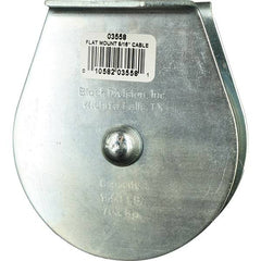 Block Division - 1, 550 Lbs. Load Limit, Flat Standard Block - Upright Mount, Single Sheave, 3-1/2 Inch Outside Diameter, Wire Rope, 5/16 Inch Diameter, Eye, 1-3/16 Inch Inside Diameter, Carbon Steel, Zinc Plated Finish - Strong Tooling