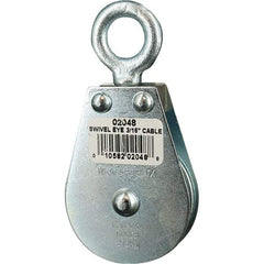 Block Division - 600 Lbs. Load Limit, Swivel Eye Standard Block - Single Sheave, 2 Inch Outside Diameter, Wire Rope, 3/16 Inch Diameter, Eye, 5/8 Inch Inside Diameter, Carbon Steel, Zinc Plated Finish - Strong Tooling