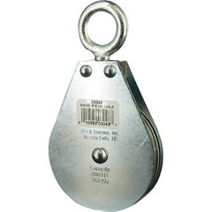 Block Division - 640 Lbs. Load Limit, Swivel Eye Standard Block - Single Sheave, 3-3/4 Inch Outside Diameter, Wire Rope, 1/4 Inch Diameter, Eye, 7/8 Inch Inside Diameter, Carbon Steel, Zinc Plated Finish - Strong Tooling