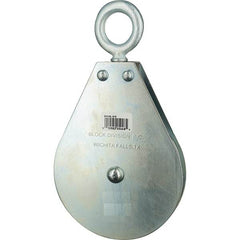 Block Division - 640 Lbs. Load Limit, Swivel Eye Snatch Block - Single Sheave, 3 Inch Outside Diameter, Wire Rope, 1/4 Inch Diameter, Eye, 7/8 Inch Inside Diameter, Carbon Steel, Zinc Plated Finish - Strong Tooling