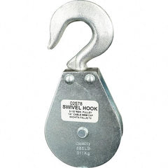 Block Division - 685 Lbs. Load Limit, Swivel Hook Block - Single Sheave, 2-1/2 Inch Outside Diameter, Wire Rope, 1/4 Inch Diameter, Eye, 3/8 Inch Inside Diameter, Carbon Steel, Zinc Plated Finish - Strong Tooling