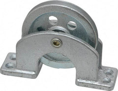 Value Collection - Single Open Upright Mount Guidance Pulley - Sheave, 2-1/2 Inch Outside Diameter, Wire Rope, 3/16 Inch Diameter, 0.144 Inch to 0.155 Inch Mounting Hole Diameter Iron, Galvanized Finish - Strong Tooling