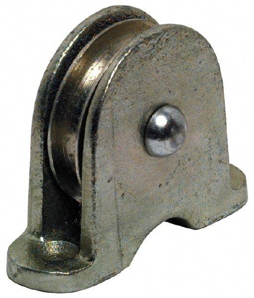 Value Collection - Single Closed Upright Mount Guidance Pulley - Sheave, 2 Inch Outside Diameter, Wire Rope, 1/4 Inch Diameter, 0.209 Inch to 0.22 Inch Mounting Hole Diameter Iron, Galvanized Finish - Strong Tooling