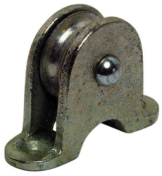 Value Collection - Single Shield Upright Mount Guidance Pulley - Sheave, 1-1/2 Inch Outside Diameter, Fibrous Rope, 3/8 Inch Diameter, 0.183 Inch to 0.194 Inch Mounting Hole Diameter Malleable Iron, Galvanized Finish - Strong Tooling