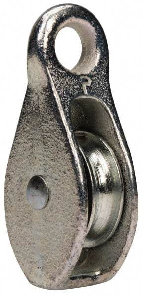 Value Collection - Rigid Eye Single Sheave Pulley - Sheave, 1-1/2 Inch Outside Diameter, Fibrous Rope, 3/8 Inch Diameter, Malleable Iron, Galvanized Finish - Strong Tooling