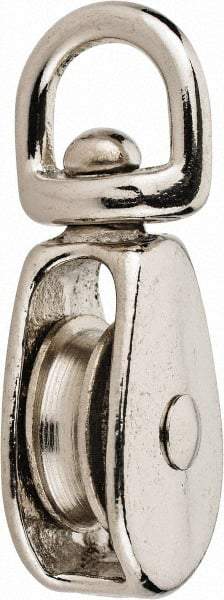 Value Collection - Swivel Eye Single Sheave Pulley - Sheave, 1 Inch Outside Diameter, Fibrous Rope, 1/4 Inch Diameter, Gray Iron, Zinc Plated Finish - Strong Tooling