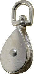 Value Collection - Swivel Eye Single Sheave Pulley - Sheave, 1-1/2 Inch Outside Diameter, Fibrous Rope, 5/16 Inch Diameter, Gray Iron, Zinc Plated Finish - Strong Tooling