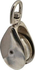 Value Collection - Swivel Eye Single Sheave Pulley - Sheave, 2 Inch Outside Diameter, Fibrous Rope, 7/16 Inch Diameter, Gray Iron, Zinc Plated Finish - Strong Tooling