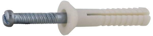 Value Collection - 1/4" Diam, 1/4" Drill, 1" OAL, Hammer Drive Concrete Anchor - Nylon, Zinc-Plated Finish, Flat Head - Strong Tooling