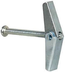 Value Collection - 3/16" Screw, 3/16" Diam, 2" Long, Toggle Bolt Drywall & Hollow Wall Anchor - 3/16" Drill, Zinc Plated, Steel, Use in Concrete, & Masonry, Hollow Tile, Plaster & Wallboard - Strong Tooling