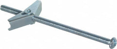 Value Collection - 1/4" Screw, 1/4" Diam, 5" Long, Toggle Bolt Drywall & Hollow Wall Anchor - 1/4" Drill, Zinc Plated, Steel, Use in Concrete, & Masonry, Hollow Tile, Plaster & Wallboard - Strong Tooling