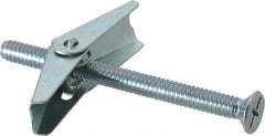 Value Collection - 1/4" Screw, 1/4" Diam, 3" Long, Toggle Bolt Drywall & Hollow Wall Anchor - 1/4" Drill, Zinc Plated, Steel, Use in Concrete, & Masonry, Hollow Tile, Plaster & Wallboard - Strong Tooling