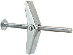 Value Collection - 3/16" Screw, 3/16" Diam, 3" Long, Toggle Bolt Drywall & Hollow Wall Anchor - 3/16" Drill, Zinc Plated, Steel, Use in Concrete, & Masonry, Hollow Tile, Plaster & Wallboard - Strong Tooling