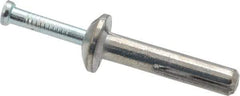 Value Collection - 1/4" Diam, 1/4" Drill, 1-1/4" OAL, 6-1/2" Min Embedment Hammer Drive Concrete Anchor - Zamac Alloy, Zinc-Plated Finish, Mushroom Head - Strong Tooling