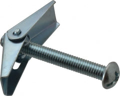 Value Collection - 3/8" Screw, 3/8" Diam, 3" Long, Toggle Bolt Drywall & Hollow Wall Anchor - 3/8" Drill, Zinc Plated, Steel, Use in Concrete, & Masonry, Hollow Tile, Plaster & Wallboard - Strong Tooling