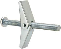 Value Collection - 3/8" Screw, 3/8" Diam, 4" Long, Toggle Bolt Drywall & Hollow Wall Anchor - 3/8" Drill, Zinc Plated, Steel, Use in Concrete, & Masonry, Hollow Tile, Plaster & Wallboard - Strong Tooling