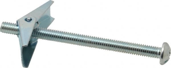 Value Collection - 3/8" Screw, 3/8" Diam, 5" Long, Toggle Bolt Drywall & Hollow Wall Anchor - 3/8" Drill, Zinc Plated, Steel, Use in Concrete, & Masonry, Hollow Tile, Plaster & Wallboard - Strong Tooling