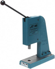 JT&M - 1" Ram, 4-3/4" Throat Depth, 2 Ton Manual Arbor Press - 5-15/16" Max Work Height x 9-1/2" Max Work Width, 5" Base Width x 13" Base Depth - Strong Tooling