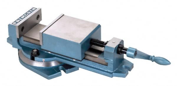 Palmgren - 4" Jaw Width, 4" Jaw Opening Capacity, Horizontal Swivel Machine Vise - Manual Operation, 1 Station, 14-1/2" Long x 1-1/2" Deep, 1-1/2" Jaw Height - Strong Tooling