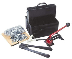 Value Collection - 200 Inch Long x 3/4 Inch Wide, Strapping Kit - Contains 2 Coils, 500 Seals, Steel Strap Cutter, Sealing Tool, Tensioner and Heavy Duty Reusable Dispenser - Strong Tooling