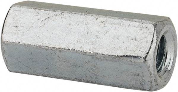 Value Collection - #10-24 UNC, 3/4" OAL Steel Standard Coupling Nut - Zinc-Plated Finish, 5/16" Width Across Flats - Strong Tooling