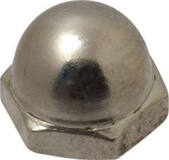 Value Collection - #10-32 UNF, 3/8" Width Across Flats, Nickel Plated, Steel Acorn Nut - 11/32" Overall Height, Grade 2 - Strong Tooling