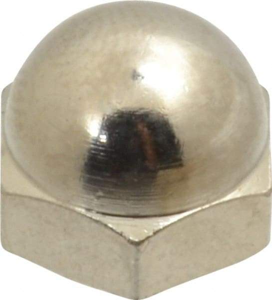 Value Collection - 1/4-28" UNF, 7/16" Width Across Flats, Nickel Plated, Brass Acorn Nut - 21/64" Overall Height - Strong Tooling