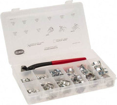 Oetiker - 124 Piece, 5/16 to 1" Diam, 2-Ear Service Clamp Kit - 123 Clamps & 1 Standard Jaw Pincers - Strong Tooling