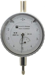 TESA Brown & Sharpe - 0.2" Range, 0-5-0 Dial Reading, 0.0001" Graduation Dial Drop Indicator - 2-1/4" Dial, 0.01" Range per Revolution, Revolution Counter - Strong Tooling