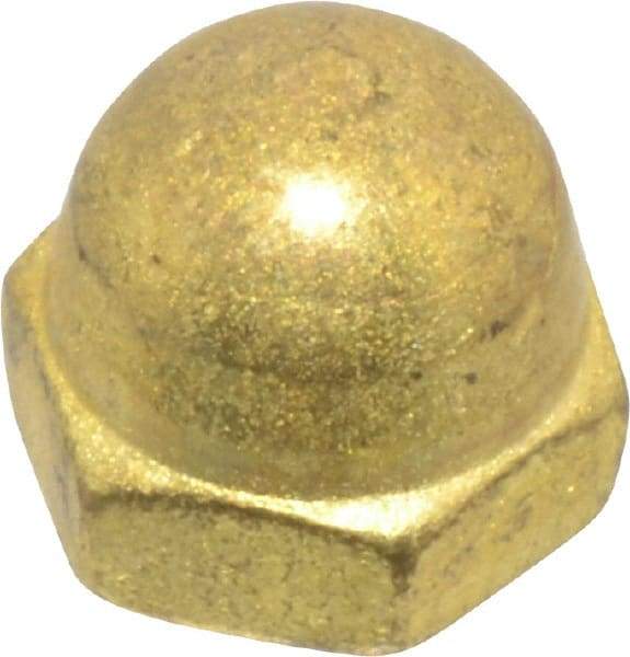 Value Collection - #6-32 UNC, 5/16" Width Across Flats, Uncoated, Brass Acorn Nut - 1/4" Overall Height - Strong Tooling