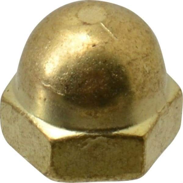 Value Collection - #8-32 UNC, 5/16" Width Across Flats, Uncoated, Brass Acorn Nut - 1/4" Overall Height - Strong Tooling