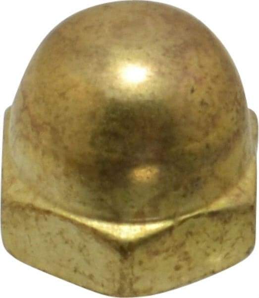 Value Collection - #10-24 UNC, 3/8" Width Across Flats, Uncoated, Brass Acorn Nut - 9/32" Overall Height - Strong Tooling