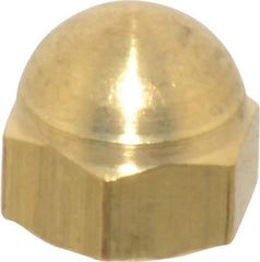 Value Collection - #10-32 UNF, 3/8" Width Across Flats, Uncoated, Brass Acorn Nut - 11/32" Overall Height - Strong Tooling