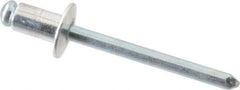 RivetKing - Size 62 Dome Head Aluminum Open End Blind Rivet - Steel Mandrel, 0.02" to 1/8" Grip, 3/8" Head Diam, 0.192" to 0.196" Hole Diam, 0.325" Length Under Head, 3/16" Body Diam - Strong Tooling