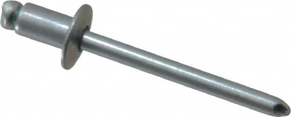 RivetKing - Size 62 Dome Head Steel Open End Blind Rivet - Steel Mandrel, 0.02" to 1/8" Grip, 3/8" Head Diam, 0.192" to 0.196" Hole Diam, 0.325" Length Under Head, 3/16" Body Diam - Strong Tooling