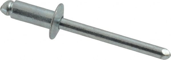 RivetKing - Size 64 Dome Head Steel Open End Blind Rivet - Steel Mandrel, 0.188" to 1/4" Grip, 3/8" Head Diam, 0.192" to 0.196" Hole Diam, 0.45" Length Under Head, 3/16" Body Diam - Strong Tooling